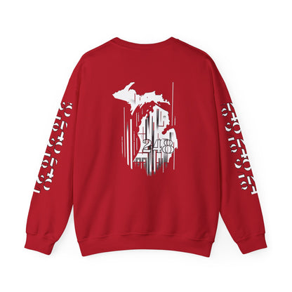 Detroit Skyline 248 w Mi.Art White Logo  Sweatshirt - Unisex Crewneck