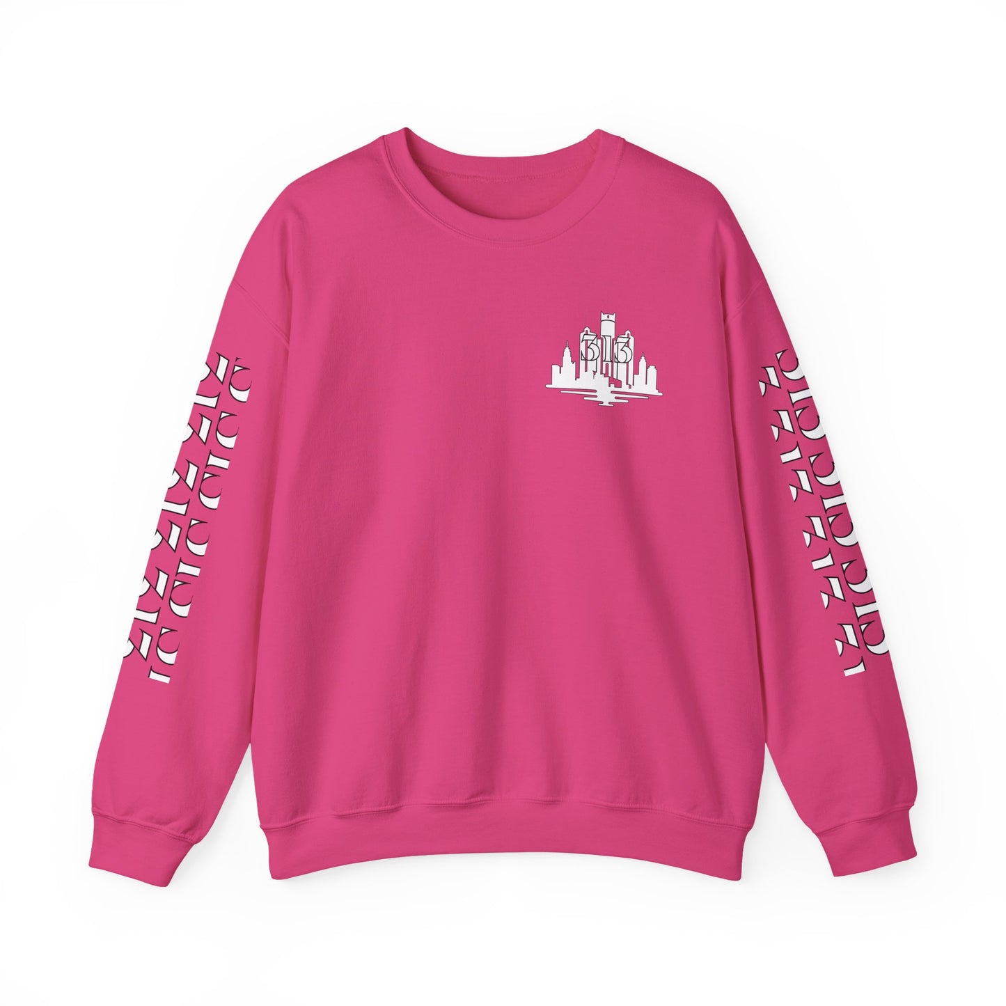 Detroit Skyline  313  w Mi.Art White Logo  Sweatshirt - Unisex Crewneck