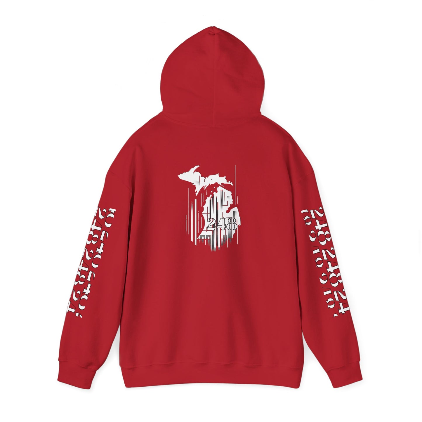 Detroit Skyline 248 w Mi. Art Hoodie White Logo Sweatshirt