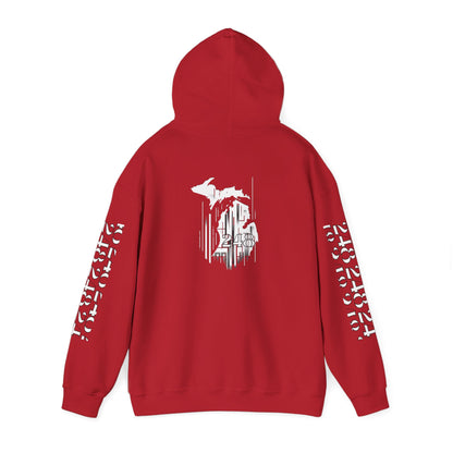Detroit Skyline 248 w Mi. Art Hoodie White Logo Sweatshirt