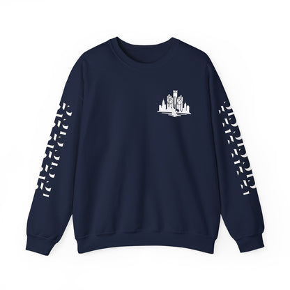 Detroit Skyline  313  w Mi.Art White Logo  Sweatshirt - Unisex Crewneck