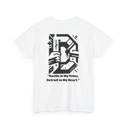 D-Hard 248 with quote "Hustle in my veins Detroit in my heart" Graphic Tee -