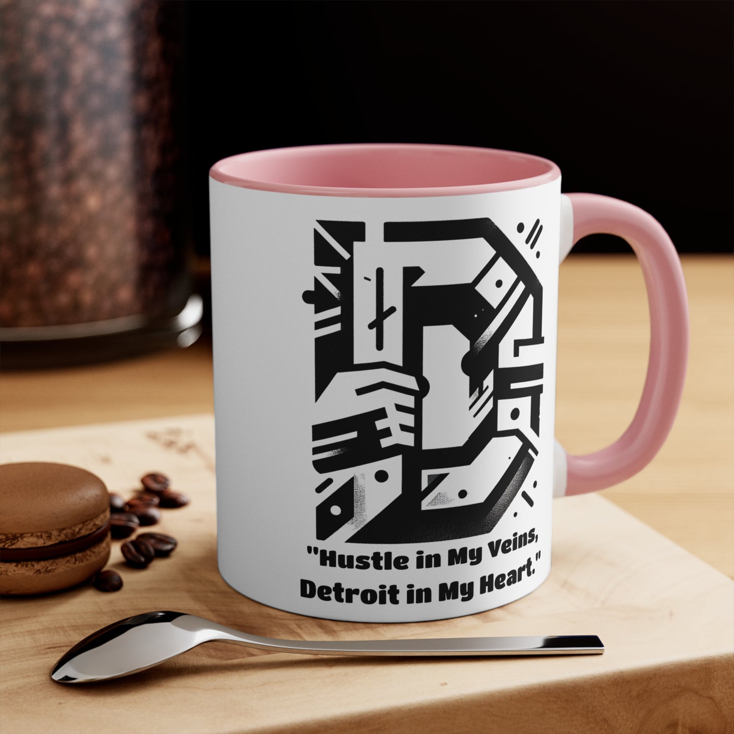 D-313   ".....Detroit in my heart"  - Colorful Accent 11oz Mug