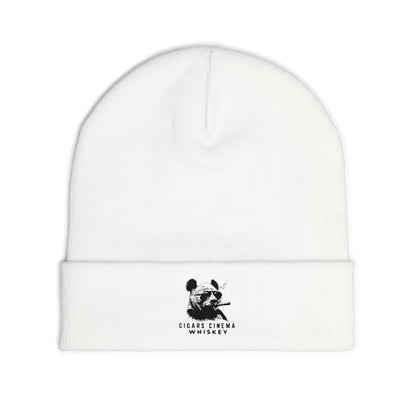 Smoking Panda embroidery beanie | Knit Beanie