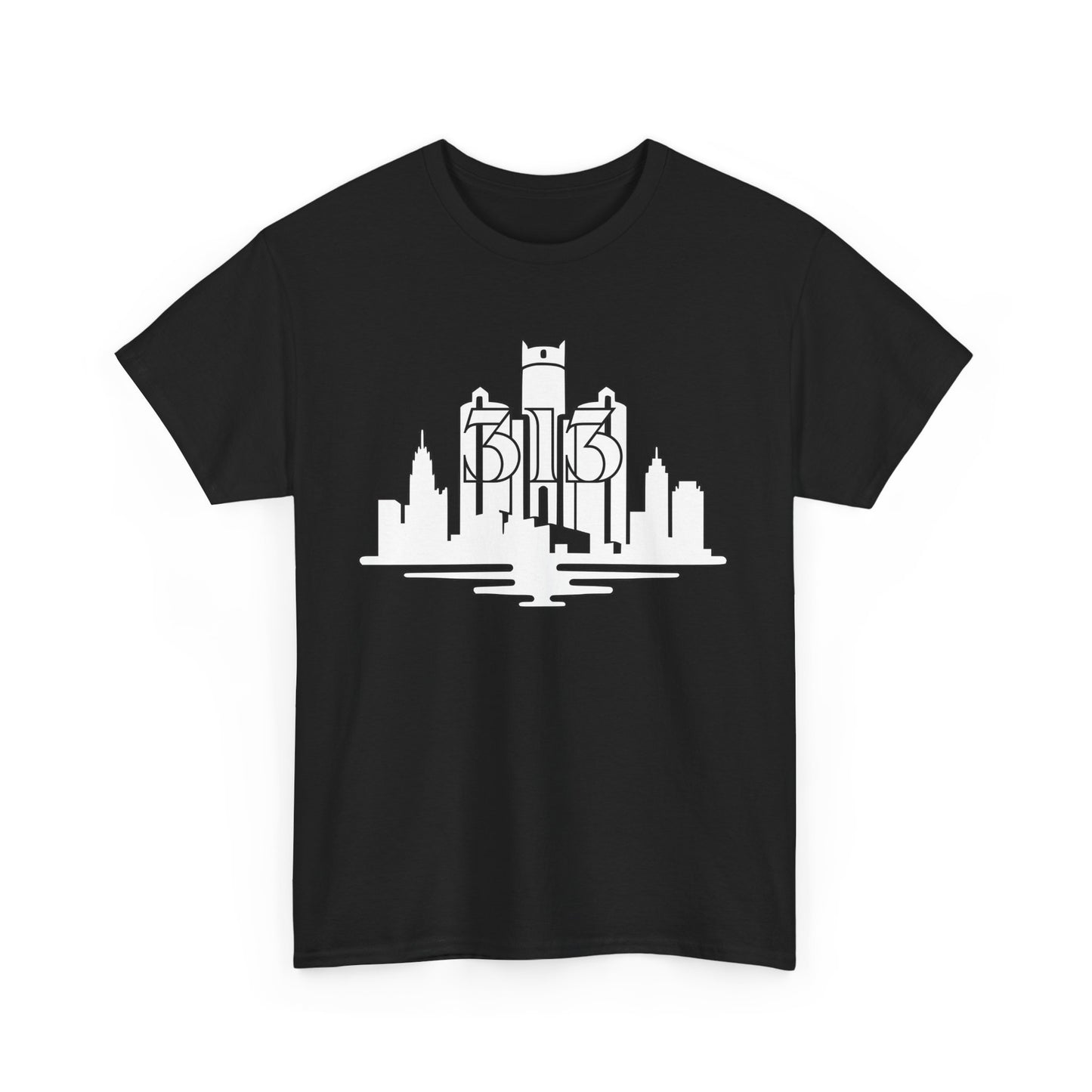 Detroit Skyline 313  (White Print)  Unisex Tee