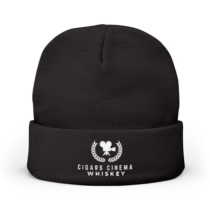 Cigars Cinema Whiskey Embroidered Knit Beanie
