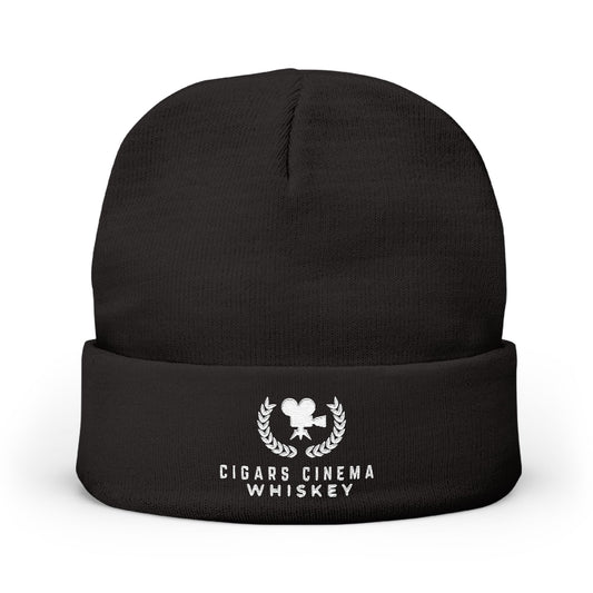 Cigars Cinema Whiskey Embroidered Knit Beanie