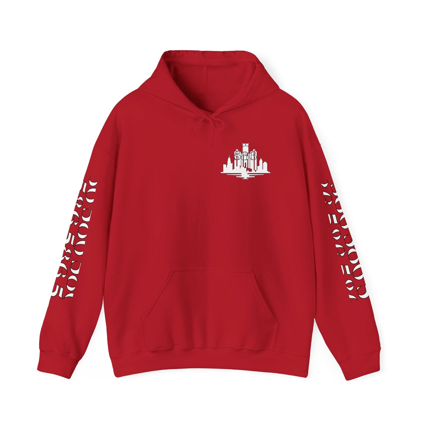 Detroit Skyline 586 w Mi Art Hoodie White Logo Sweatshirt