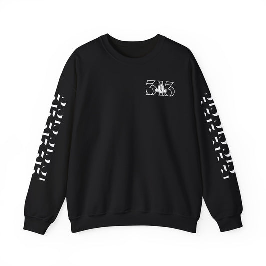 313 Skyline w Mi.Art White Logo  Sweatshirt - Unisex Crewneck