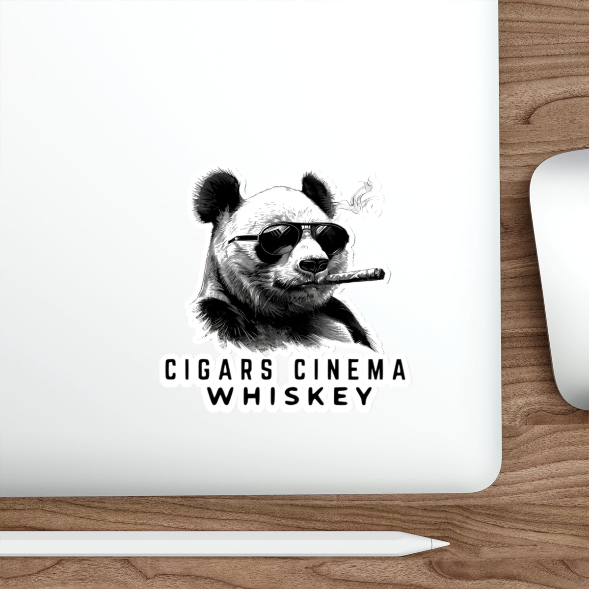 Chill Panda Whiskey Stickers, Fun Die-Cut Stickers for Cigar Lovers, Laptop Decals, Unique Gifts for Whiskey Drinkers