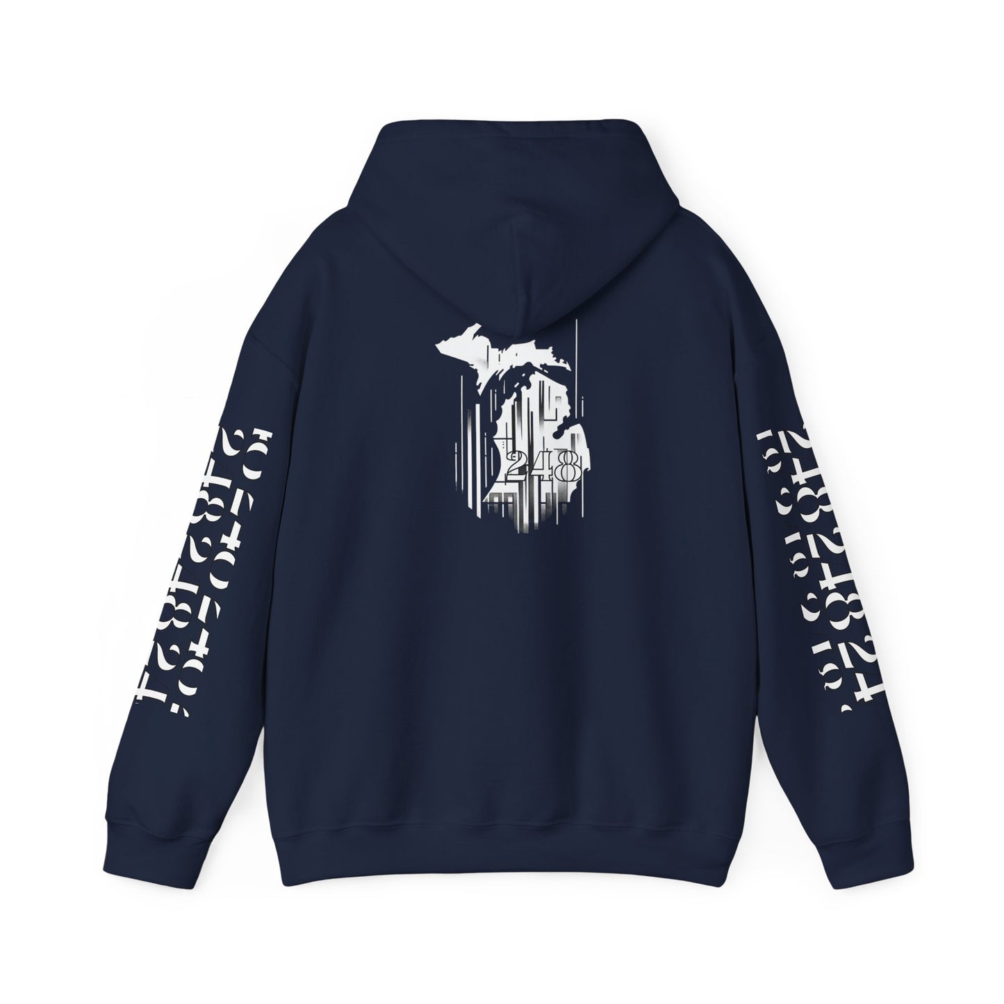 Detroit Skyline 248 w Mi. Art Hoodie White Logo Sweatshirt