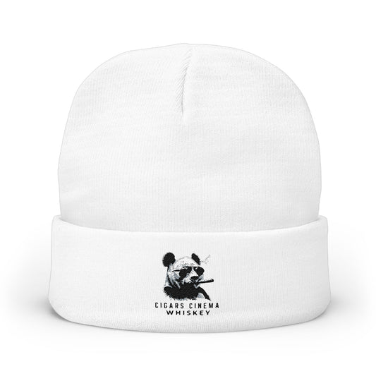 Smoking Panda embroidery beanie | Knit Beanie
