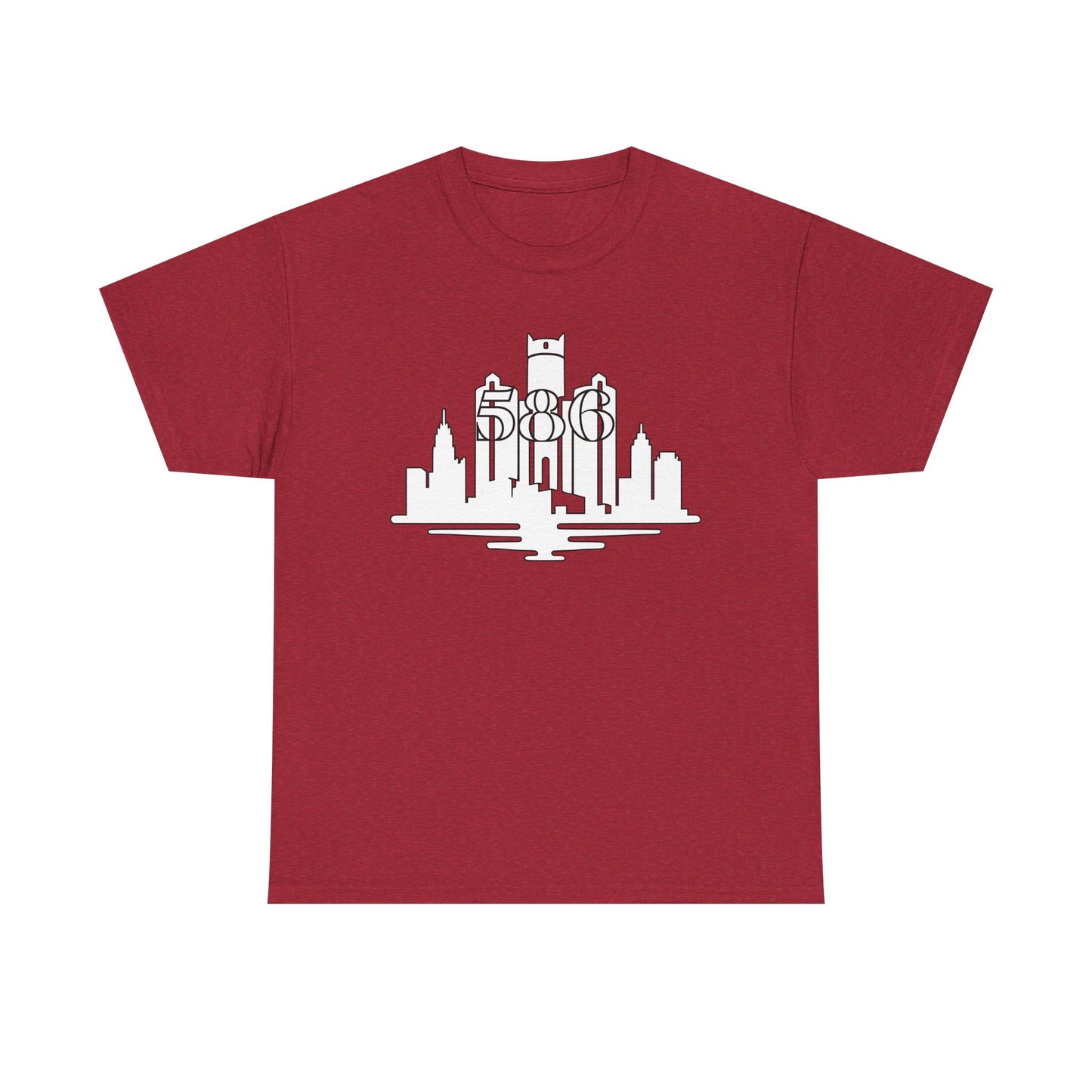 Detroit Skyline 586 (White Print)  Unisex Tee