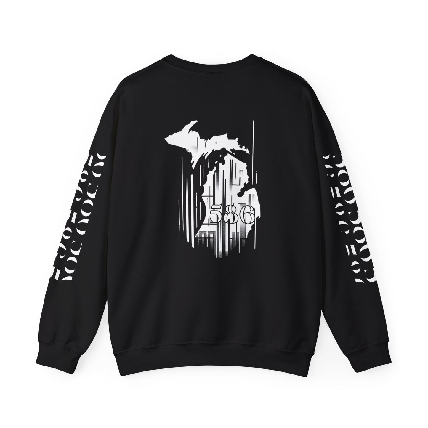 Detroit Skyline 586 w Mi.Art White Logo  Sweatshirt - Unisex Crewneck