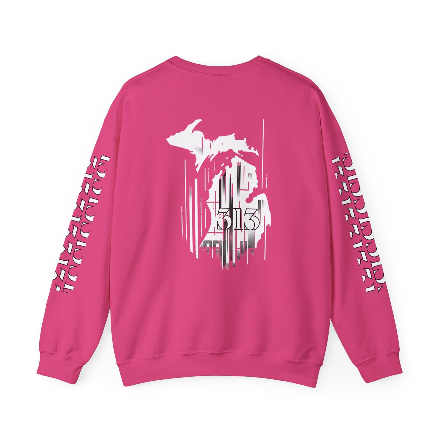Detroit Skyline 586 w Mi Art White Logo   Unisex Sweatshirt