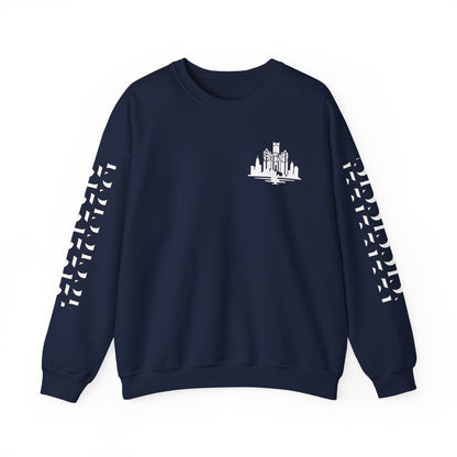 Detroit Skyline 586 w Mi Art White Logo   Unisex Sweatshirt