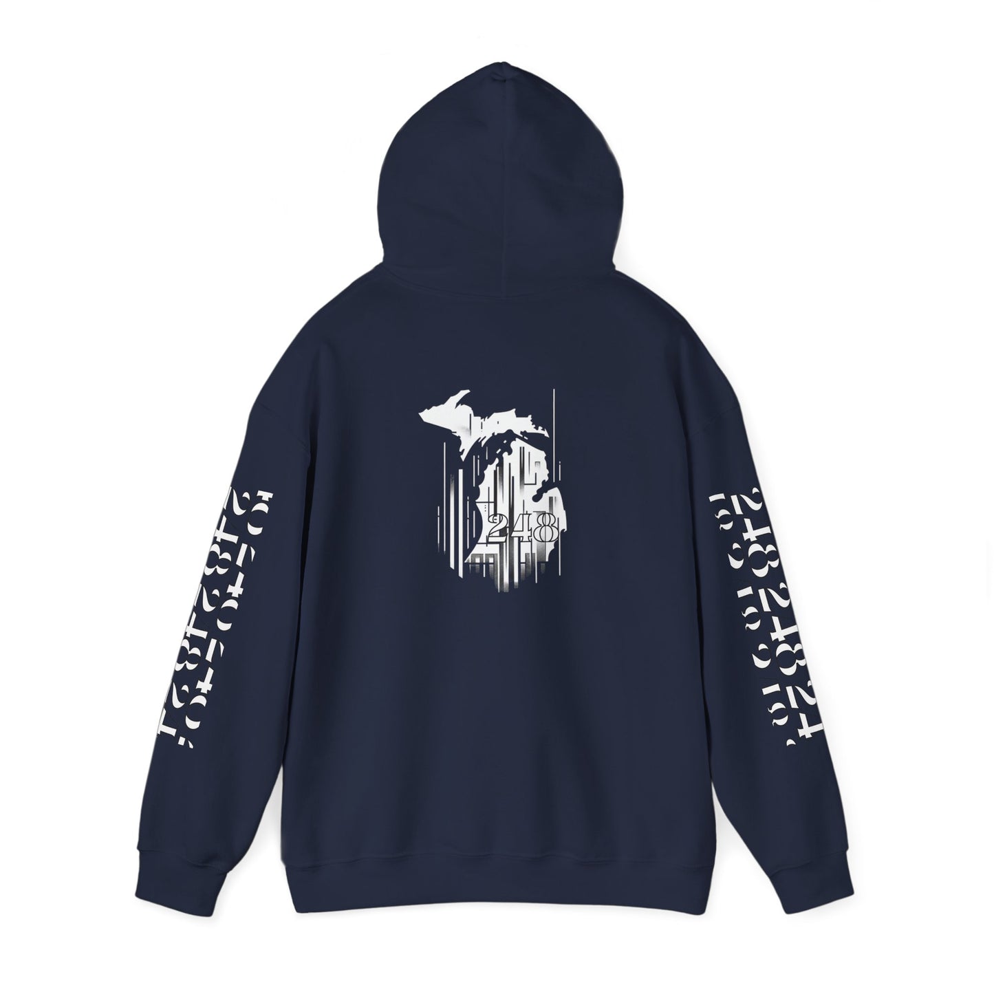 Detroit Skyline 248 w Mi. Art Hoodie White Logo Sweatshirt