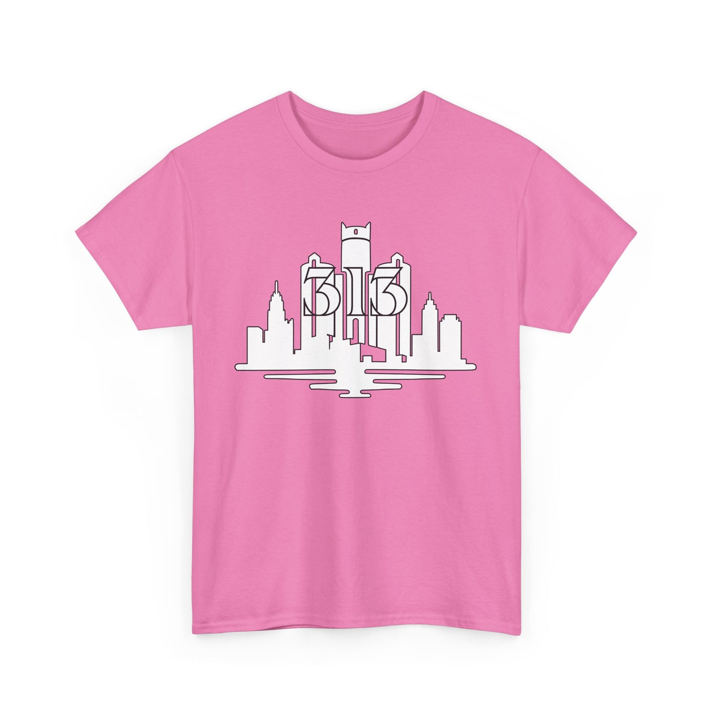 Detroit Skyline 313  (White Print)  Unisex Tee
