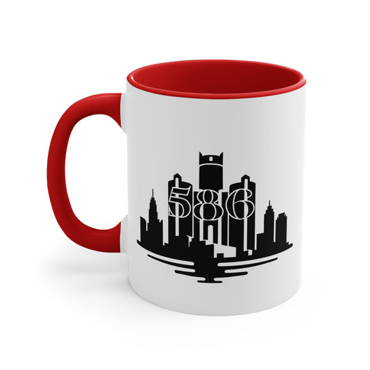 Detroit Skyline 586 - Colorful Accent 11oz Mug