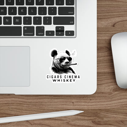 Chill Panda Whiskey Stickers, Fun Die-Cut Stickers for Cigar Lovers, Laptop Decals, Unique Gifts for Whiskey Drinkers