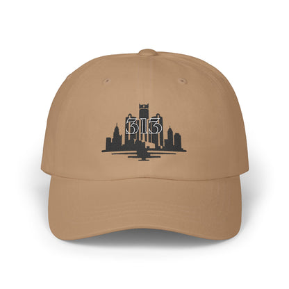 Classic Dad Cap with 313 Area Code and Skyline Design