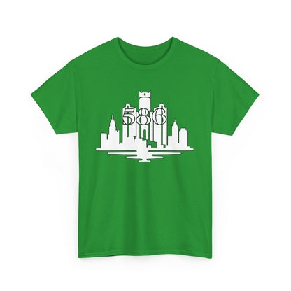 Detroit Skyline 586 (White Print)  Unisex Tee