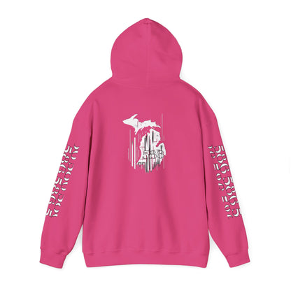 Detroit Skyline 586 w Mi Art Hoodie White Logo Sweatshirt