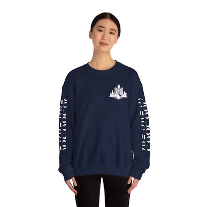 Detroit Skyline 586 w Mi.Art White Logo  Sweatshirt - Unisex Crewneck