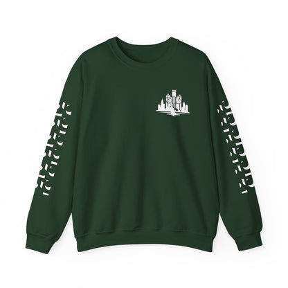 Detroit Skyline  313  w Mi.Art White Logo  Sweatshirt - Unisex Crewneck