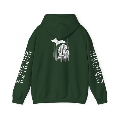 Detroit Skyline 586 w Mi Art Hoodie White Logo Sweatshirt