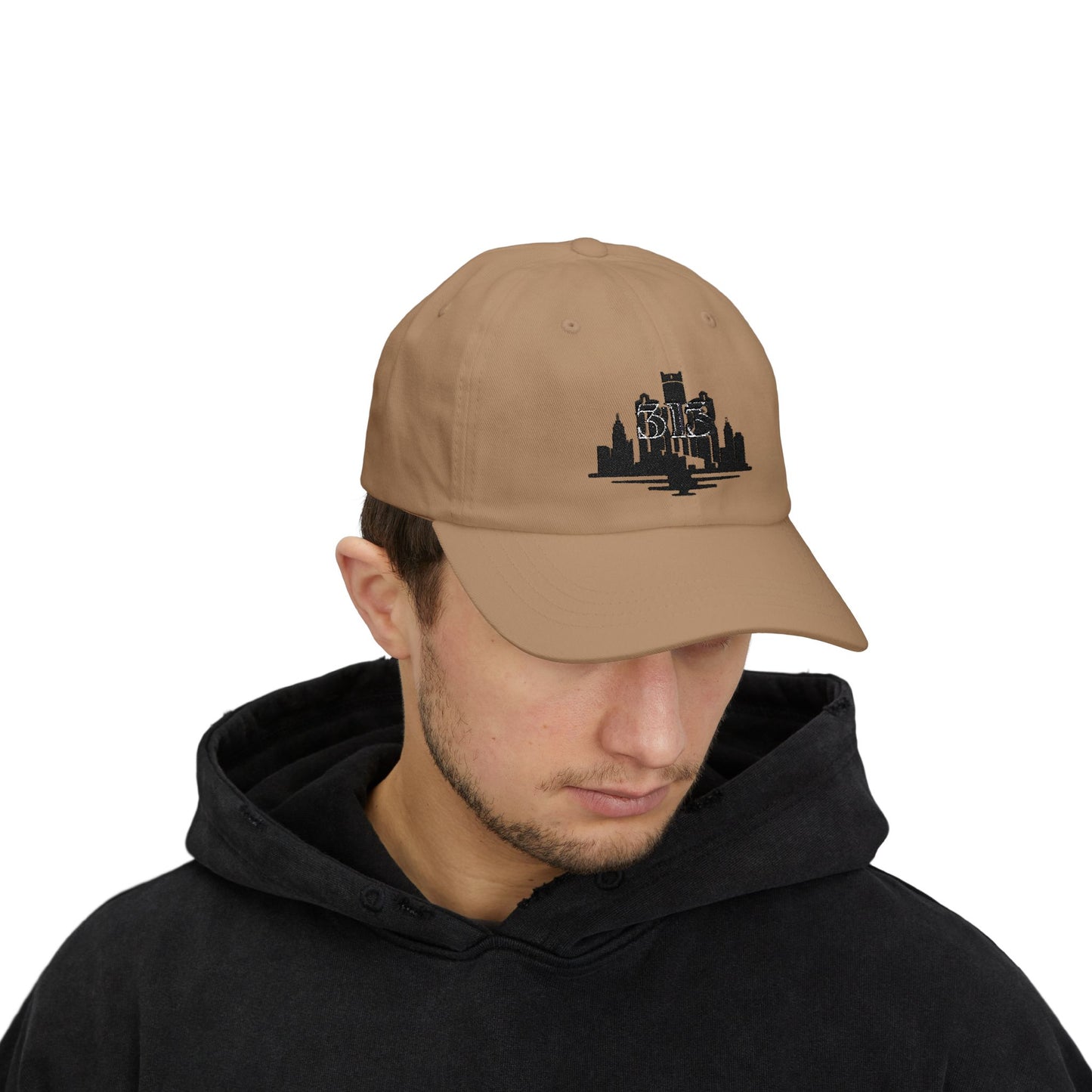 Classic Dad Cap with 313 Area Code and Skyline Design