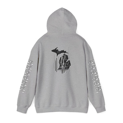 Detroit  Skyline 313  w Mi. Art Hoodie Sweatshirt