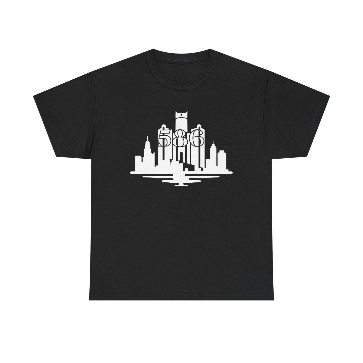 Detroit Skyline 586 (White Print)  Unisex Tee