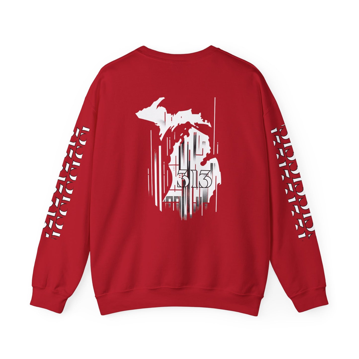 Detroit Skyline 586 w Mi Art White Logo   Unisex Sweatshirt
