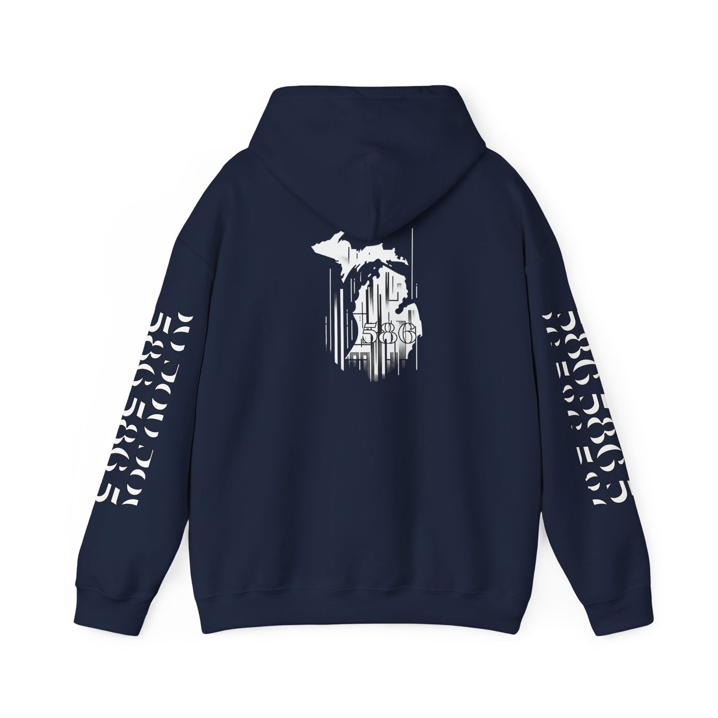 Detroit Skyline 586 w Mi Art Hoodie White Logo Sweatshirt