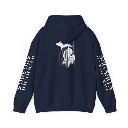 Detroit Skyline 586 w Mi Art Hoodie White Logo Sweatshirt